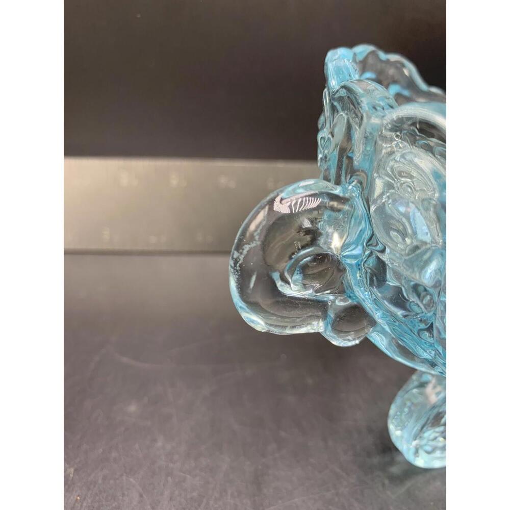 Vintage McKee Glass Daisy Button Aqua Blue Baby Carriage Coach Bowl Candy Dish - Picture 7 of 10